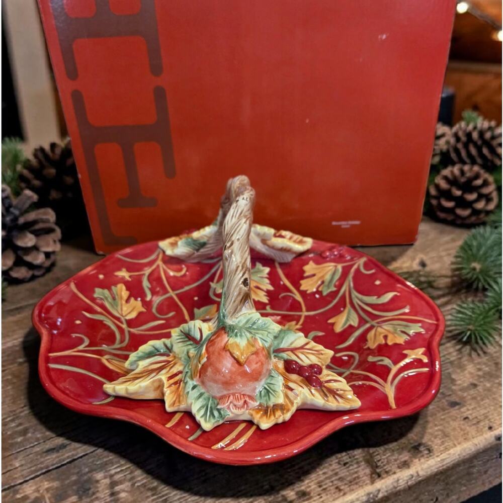Fitz and Floyd Bountiful Holiday Collection 13-in Handled Basket New in Box